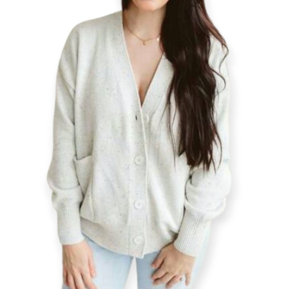 Goumi Cream Button-Up 100% Organic Cotton Cardigan Sz.S/M EUC